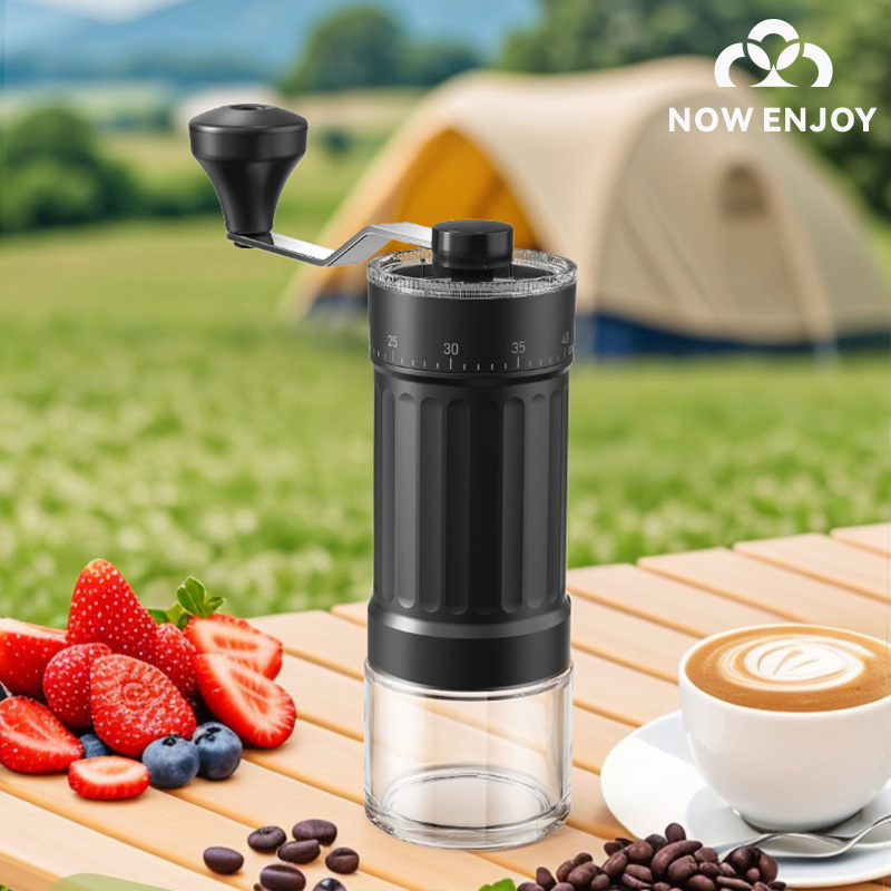 Coffee Grinder Burr - เพลิดเพลินกับเครื่องบดกาแฟแบบมือหมุน ปรับระดับได้ 40 ระดับ ใบมีดทรงกรวยสแตนเลส ความจุสูง