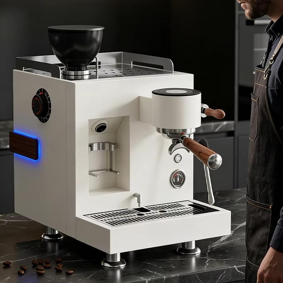 Coffee Grinder Burr - เครื่องชงกาแฟกึ่งอัตโนมัติแบบรวมฟังก์ชันพร้อมหน้าจออัจฉริยะ ขนาด 64 มม. พร้อมเครื่องบดแบบแบน ระบบควบคุมดิจิทัล