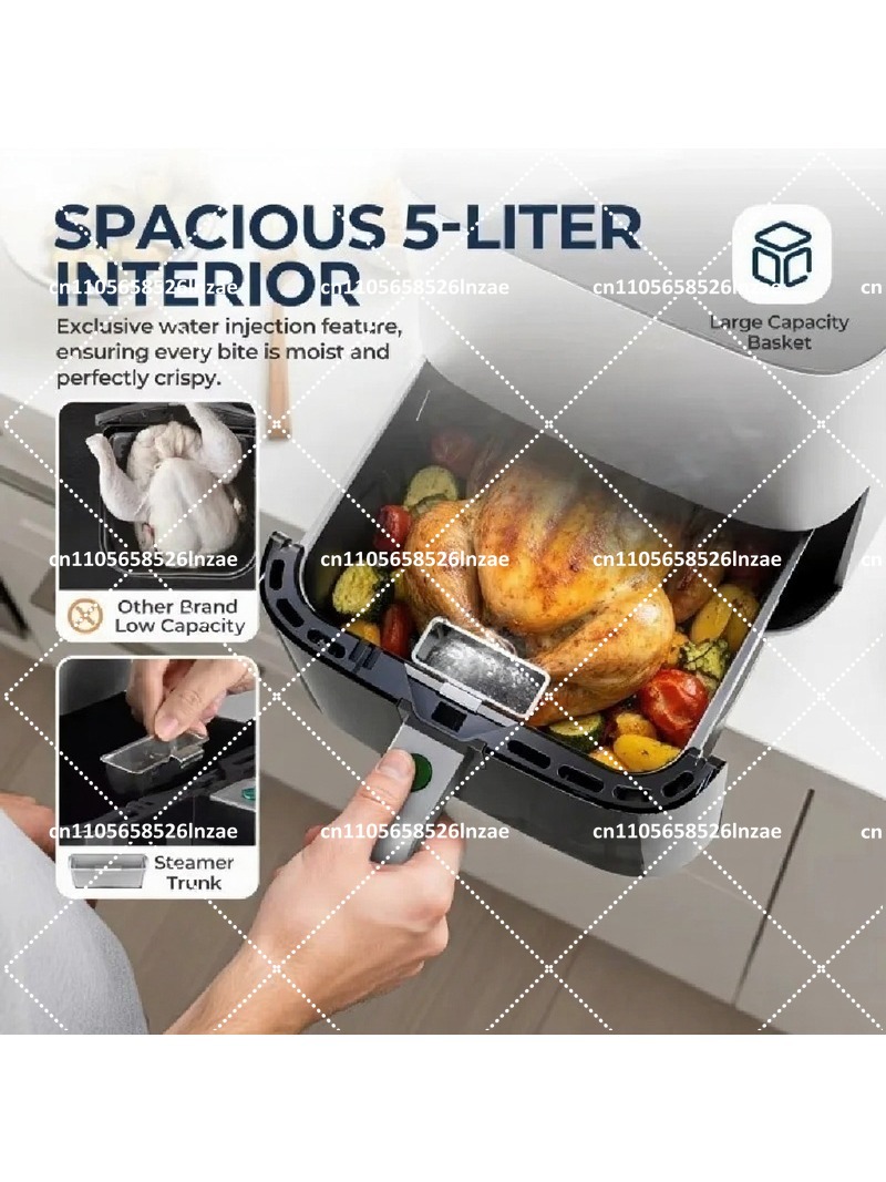 Air Fryer 5L Digital - หม้อทอดไร้น้ำมันดิจิตอล 5 ลิตร 1450 วัตต์ พร้อมหน้าต่างมองเห็นอาหาร,