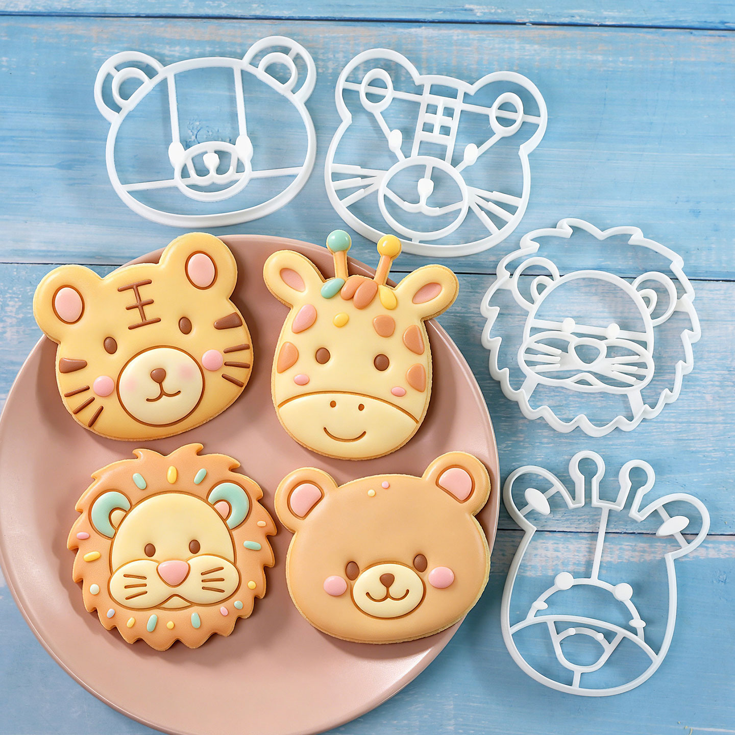 Kitchen Appliances Baking - ชุดตัวตัดคุกกี้รูปสัตว์ 4 ชิ้น 3 มิติ น่ารัก